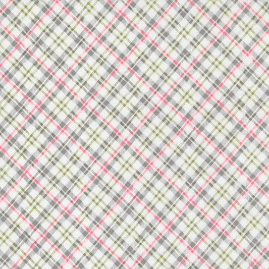 green and pink check fabric from Renew by Moda