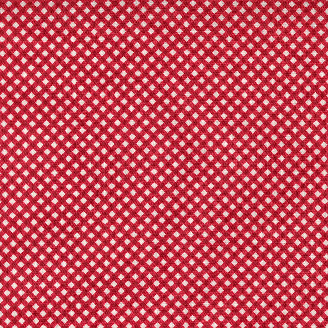 Red gingham on cream Flirt fabric by Moda