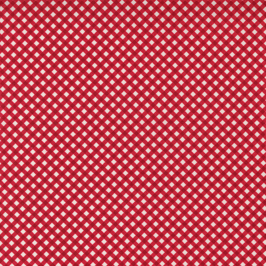 Red gingham on cream Flirt fabric by Moda