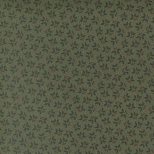 leaf print on evergreen background from Moda Fabrics Maple Hill collection