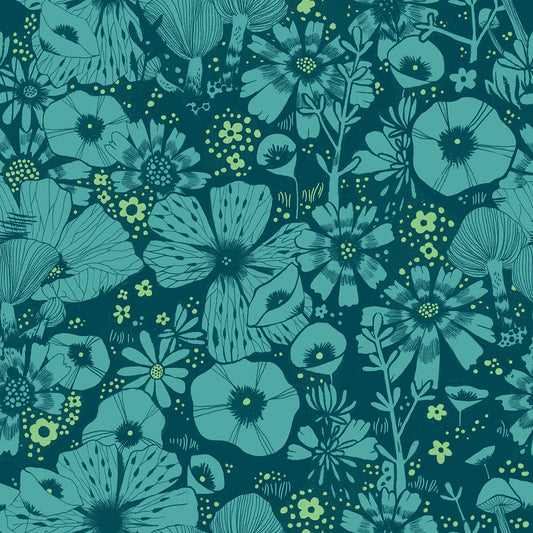 Firefly from Ruby Star/Moda Dark teal floral fabric RS2068 15