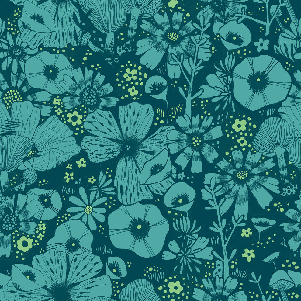 Firefly from Ruby Star/Moda Dark teal floral fabric RS2068 15 – The ...